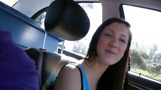 Teen babe is driving the car and she will get slammed rough